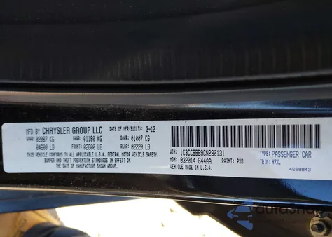 2012 Chrysler 200 Touring из США, поврежденный, VIN 1C3CCBBB9CN230131